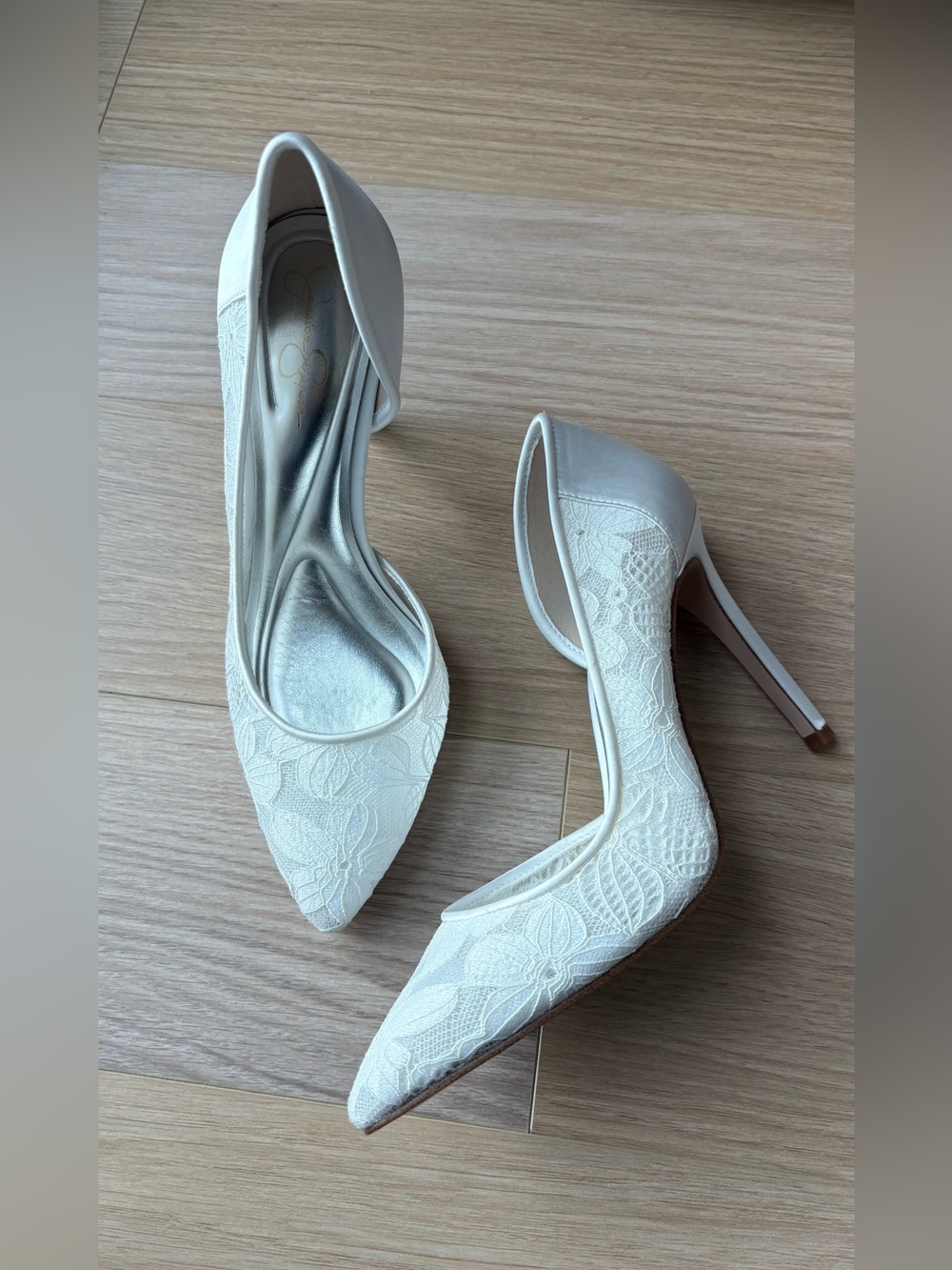Bridal Shoes - White Lace/ Satin Heels